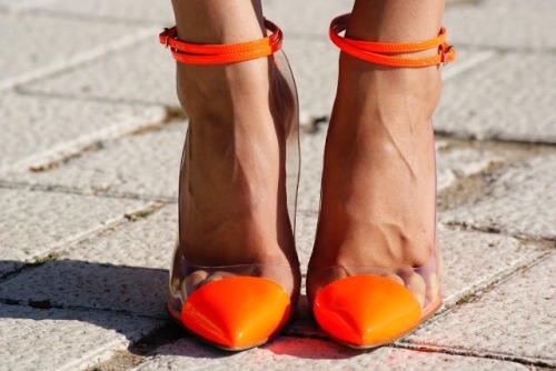 Sexy orange high heel anklestraps