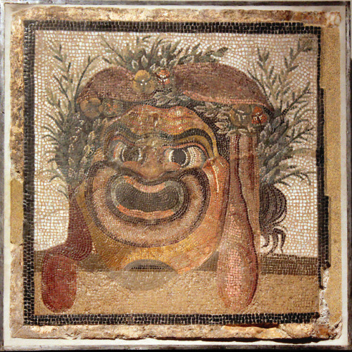 Roman mosaic of a comic slave’s mask. Many Roman comedies, especially Plautus’, relied o