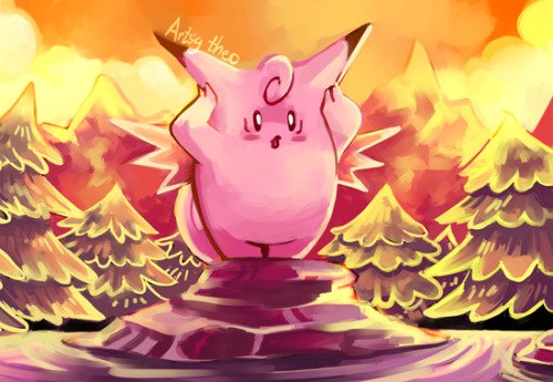 artsy-theo: I’ve been having fun thinking about old TCG cards, so I tried drawing Clefable’s card from the Jungle expansion with no reference based on how I remembered it looked. Missed the mark a bit, haha.