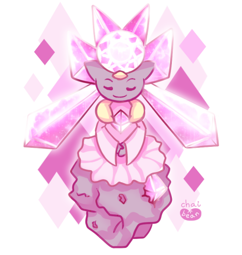 99foxtails:  Pokemon February Art Challenge [ x ] Day 2 - A Pink / Red Pokemon I adore Diance and its mega evolution ♡  ♡  ♡       