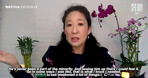 Sandra Oh and Sharon Choi talking about Bong Joon-ho.