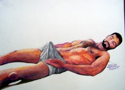 hairyartist:  “tenting” watercolor and watercolor pencil on paper; 9 x 12″, 2010 available; contact me 