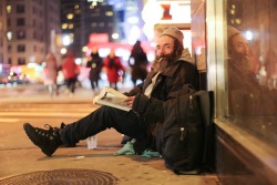 brrriopenyourheart:  humansofnewyork:  &ldquo;I’ve got a whole stack of books in my cart. Most of them are advance copies. I know a place where they get thrown out.&rdquo; “How many books have you read?” “Thousands.” “So why are you homeless?”