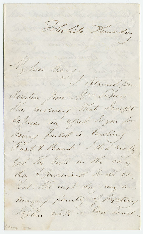 barcarole:Letter from George Eliot to Mary Sibree, May 10, 1847.