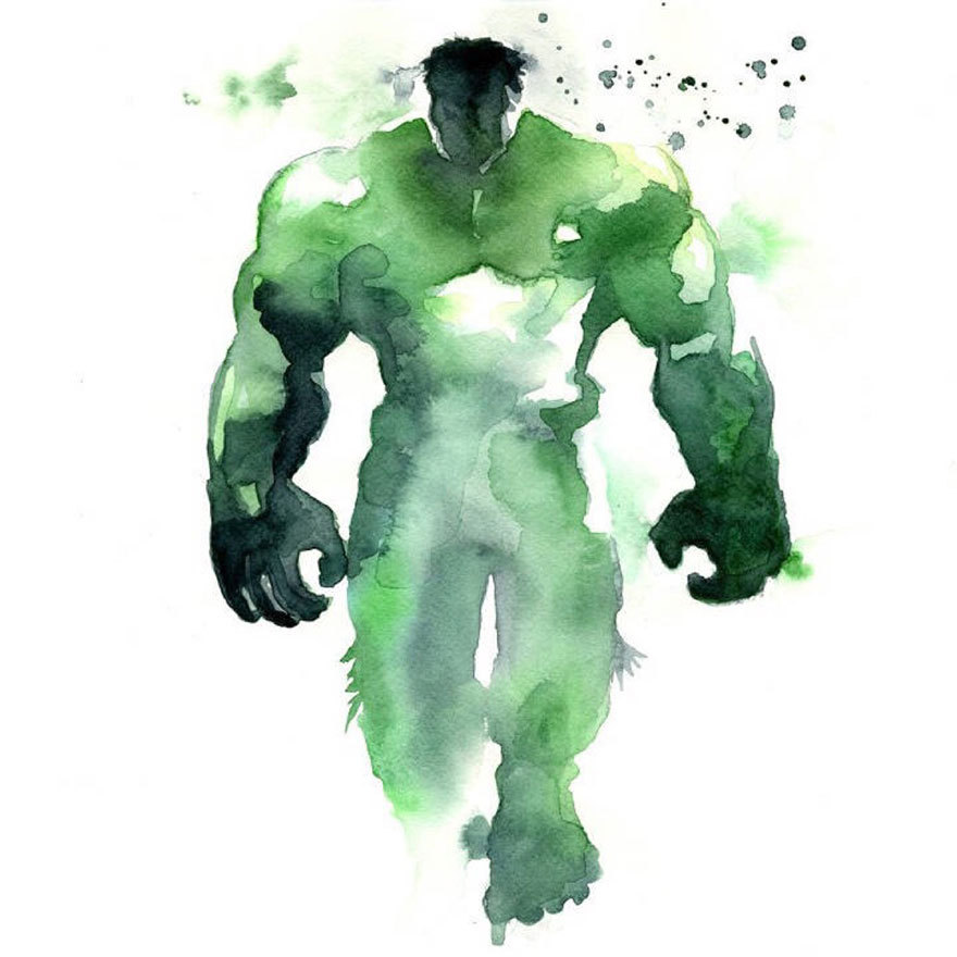 awesome-picz:  Watercolor Superheroes Painted With Big Splashes
