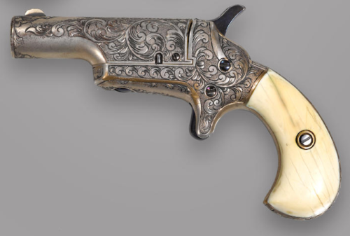 Engraved and ivory handled Colt Third Model Derringer, mid 19th century.