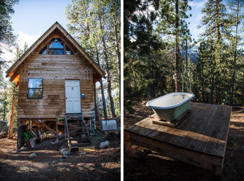 cabinporn:A 14×16 hand-built cabin in the California Sierra. It is located at 7,700 feet near Sonora