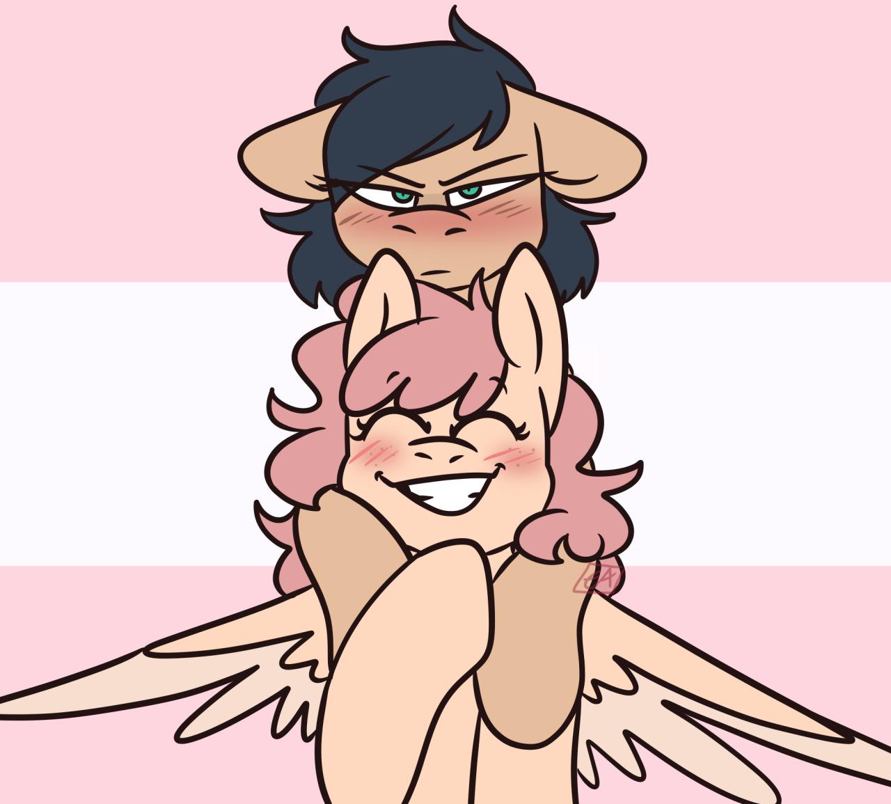 i refuse to wait until june to post them #mlp#mlp oc#Peach (OC)#blu#peachy blu#sapphic#oc#mlp pegasus #mlp earth pony  #i cannot wait to develop their little love sidestory on apb