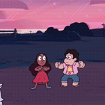 roses-fountain:  so i was watching the promo for the steven bomb coming soon and i noticed something steven’s shirt looks too small for him! not only that, but he’s taller than connie here. i know just a few episodes ago he was shorter than connie,