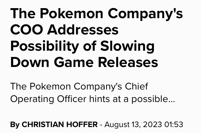 Pokémon Company's COO Addresses Issue Between Release Schedule And