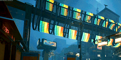 Night City On A Rainy Day. 