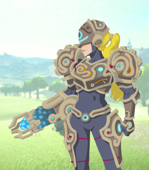 guilherme-rm: Samus Aran as a character in Breath of the Wild wearing armor made from ancient sheika