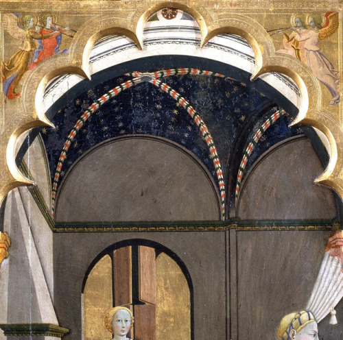 Sano di Pietro - Birth of the Virgin (c. 1437). Details.