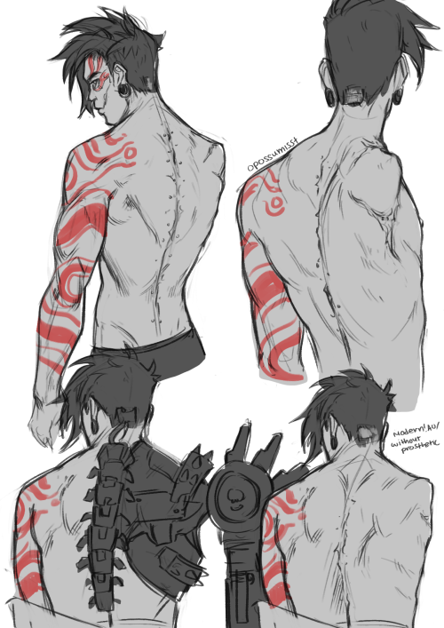 opossumisst:  blue monday by new order gave me a sudden urge to draw troy’s back also no back tattoo