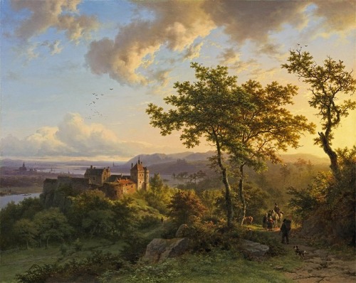 Barend Cornelis Koekkoek - “Summer Wooded Landscape with a Castle” [1851]