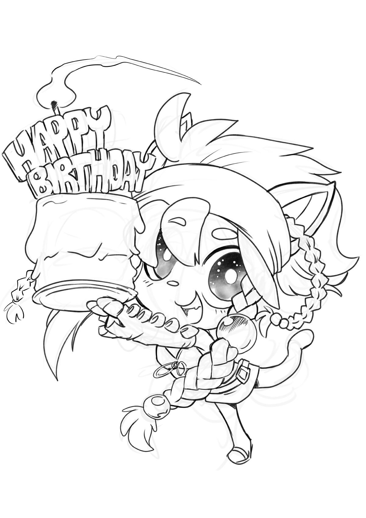 HeroSoul BirthdayPatreon Birthday request for HeroSoul of his Kisa with a cake.