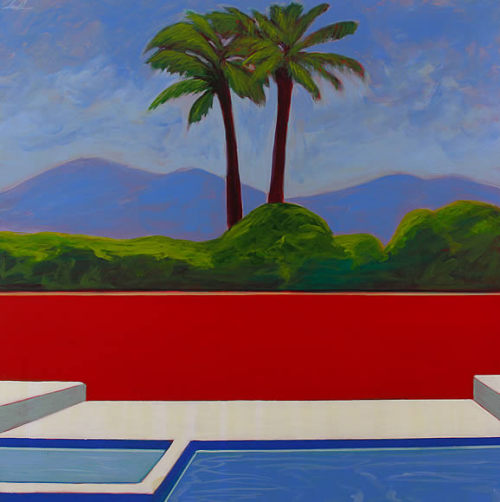 igormaglica:  Melissa Chandon, Palm Springs Pool with Palms, 2016. acrylic on canvas, 40x 40 inches 
