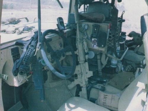 militaryarmament:Nice interior shot of the driver’s seat in a GMV in service with the 5th spec