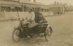 vintageeveryday:  Three men and a dog in