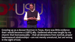 sagansense:   Watch the whole talk here» John Dehlin is a practicing Mormon … and an outspoken activist for LGBTQ rights. In this touching talk at TEDxUSU, John shares how a friendship with an openly gay coworker changed his views on homosexuality