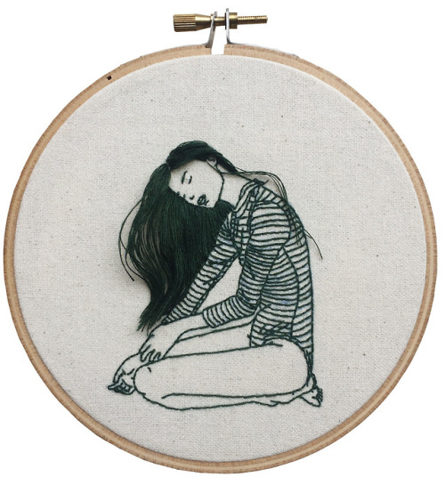 itscolossal:Hand-Sewn Portraits by Sheena Liam Capture Quiet Moments of Self Care 