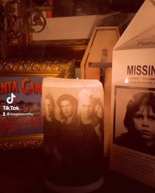 ‘The Lost Boys’ Pillar Candle 3”x5” Unscented, Missing Posters & Santa Carla Post Card. All avai