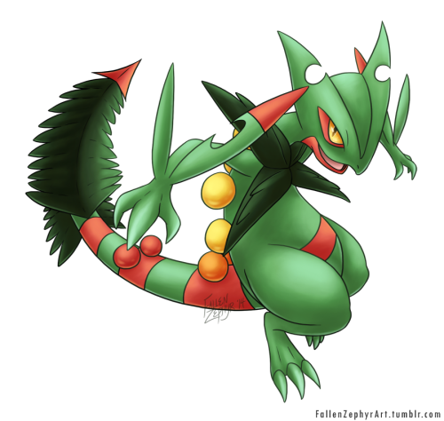 fallenzephyrart: MEGA SCEPTILE FUCK YEAH Sceptile was my first starter back in the R/S/E days and I&