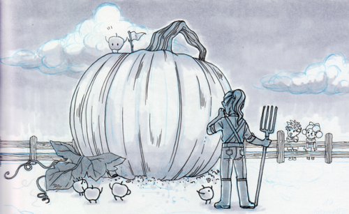 myfawnwy: #10 - gigantic “Holy Yoba!” gotta have a pumpkin in inktober it’s the ru