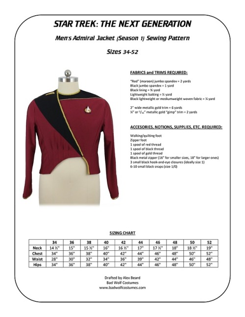 TNG season 1 admiral sewing patternhttps://www.etsy.com/listing/662859566/star-trek-sewing-pattern-t