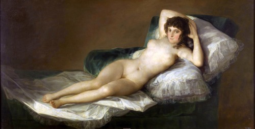 Francisco Goya - Nude Maya (1800)  - The Nude Maja was the first in a two painting series,