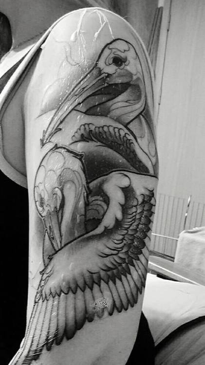 First tattoo! Hokusai’s cranes &lt;3 Healing well!