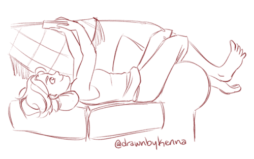 Sketchtember day 28, in which we flop on the couch and play app games.