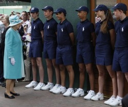 ralphlauren:  Her Majesty the Queen and the Ball Boys and Girls, dressed in Ralph Lauren, at the All England Club in 2010