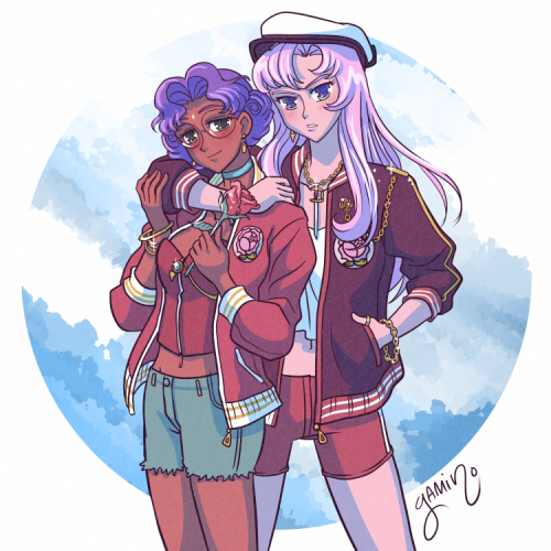 Anime artwork of Anthy Himemiya and Utena Tenjou from Revolutionary Girl Utena, drawn by the artist Yamino