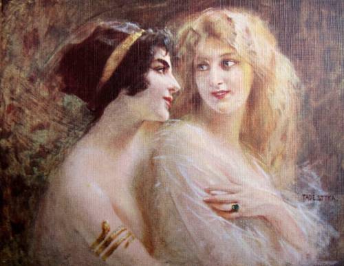 sapphicgoblin:“Dark and Fair” by Tadeusz Styka (ca. 1908)Marthe Barnède, nicknamed Madame Sappho, is