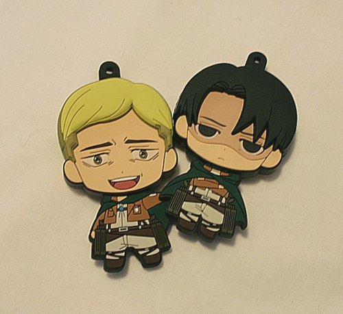 nightcurse:  shikarius:  Okay, these needed their own post. These are the Picktam! straps and I dearly wish I had bought another box so I could have a Levi and Erwin with Kyoani faces. So when you take the clasp off, you can slide the hair, face, and