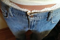 mylingerieblog:  wearingpanties:  Getting ready to head out and about. Love feeling panties under my jeans!  awesome panties. 