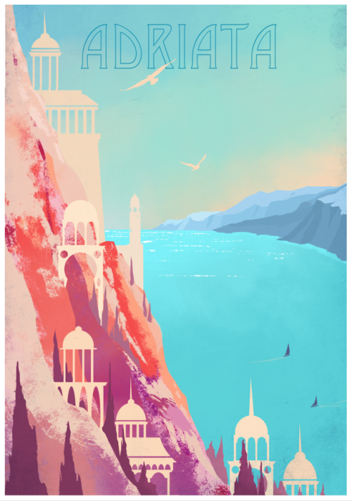 Here’s another in my travel poster series, this time it’s the city of Adriata from the ‘A Court of T