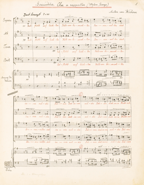 barcarole:Manuscript of Webern’s Entflieht auf leichten Kähnen, Op. 2, ca. 1914.