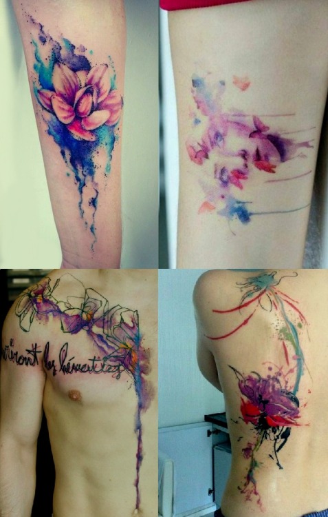 leavebonesexposed:Is it even possible to not love watercolor tattoos?This amazing technique doesn&rs