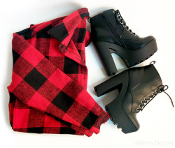 makemechic:  Plaid &amp; Lace Up Boots the Perfect Winter Pairing for MMC 