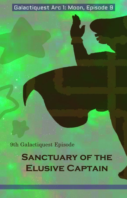 Episode 9 Cover. A silhouette of the captain holding a book in front of a space background as his cape flutters.