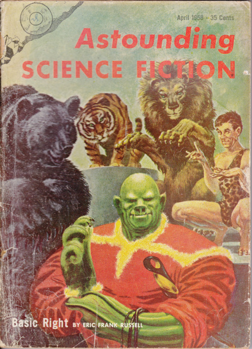 Astounding Science Fiction, April 1958.  Cover: Kelly Freas.