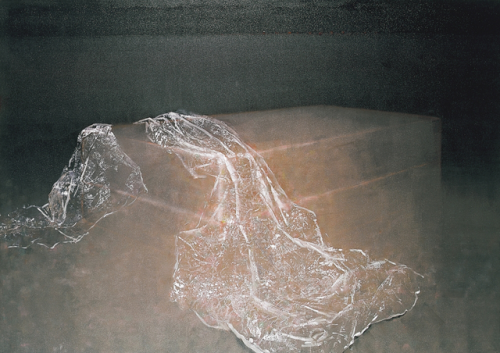 ortut:Attila Szűcs - Curtain bending around a bed, 2000