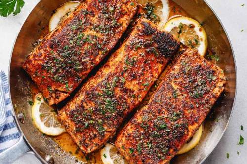 bloggersfood:  Blackened Salmon with Lemon Butter Sauce