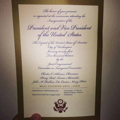 Going to the Presidential Inauguration in the morning!