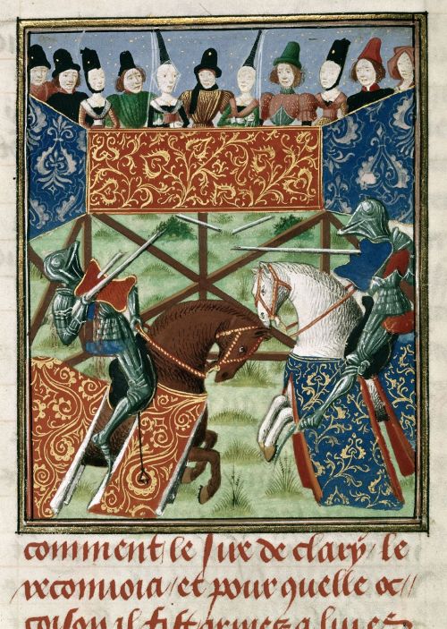 jothelibrarian: Pretty medieval manuscript of the day is a joust! Image source: British Library MS H