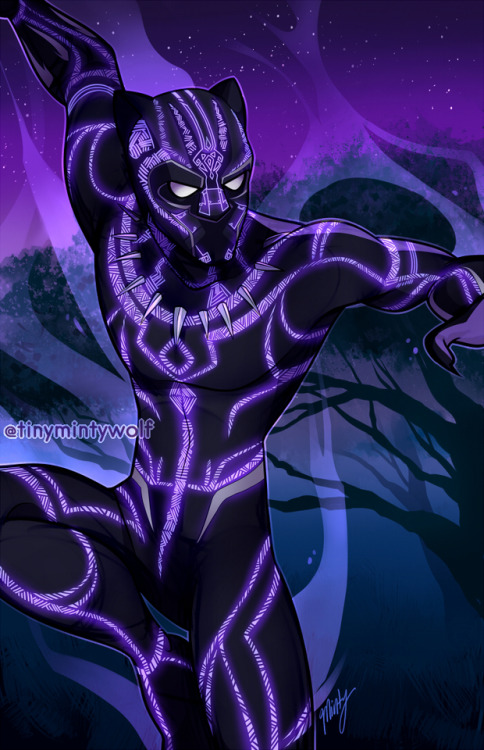 tinymintywolf:purple is my favorite color to work with, so of course I had to draw black panthers 