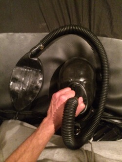 rubbermayhem:  Too late, the gimp realized the mask contained ethyl chloride. via rubbercanuck