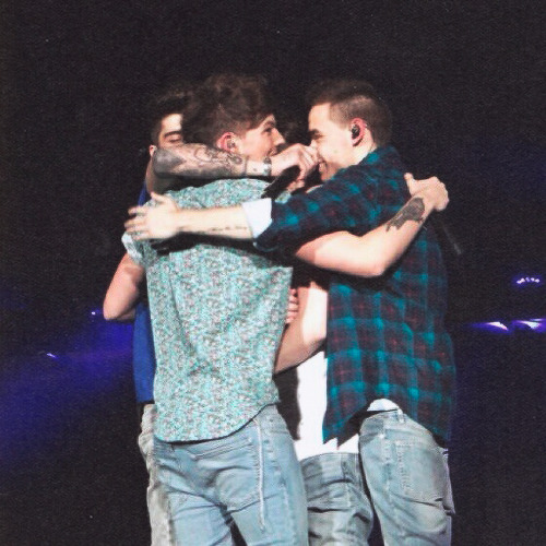 btwmalik:  The boys hugging at TMH concert. 